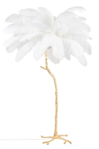 MOOSEE lampa podłogowa TIFFANY 175 biała mosiądz / naturalne pióra