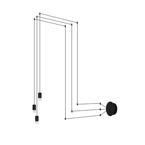 MOOSEE lampa ścienna FLUSSO WALL 3 czarna