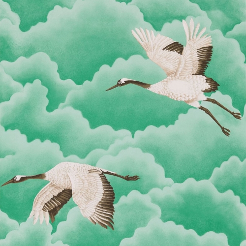 Harlequin Palmetto Cranes in Flight 111233